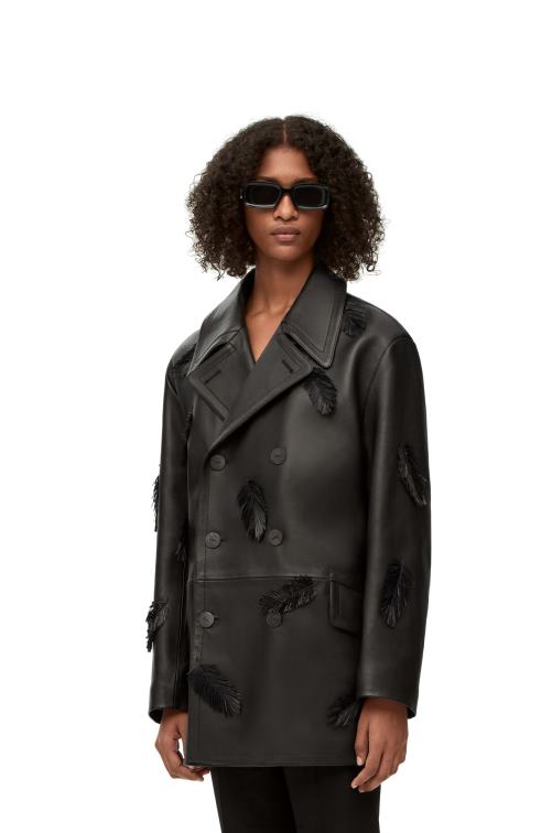 negro chaquetón aullido en napa Loewe R8J8Z1107 mujer