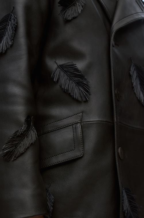 negro chaquetón aullido en napa Loewe R8J8Z1107 mujer