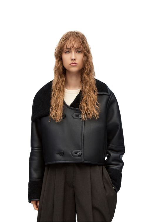 negro chaqueta deconstruida de borrego Loewe R8J8Z1131 mujer