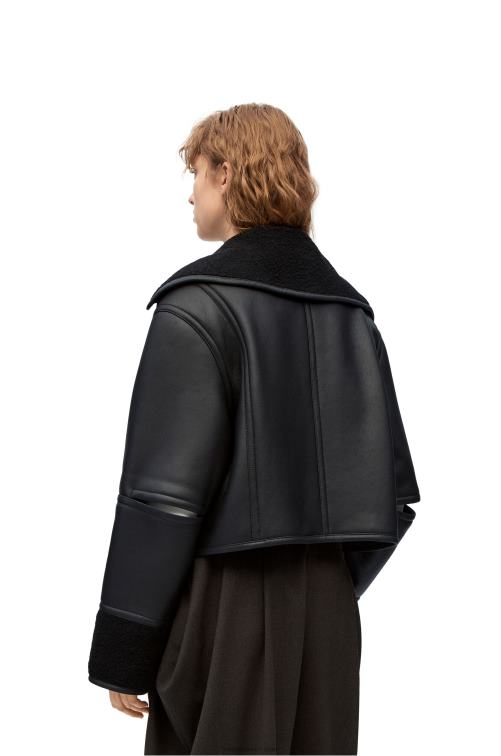 negro chaqueta deconstruida de borrego Loewe R8J8Z1131 mujer