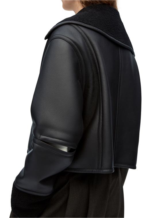 negro chaqueta deconstruida de borrego Loewe R8J8Z1131 mujer