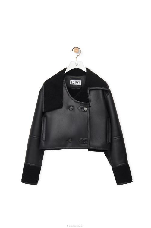 negro chaqueta deconstruida de borrego Loewe R8J8Z1131 mujer