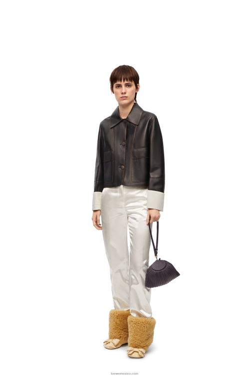 negro chaqueta vuelta de piel de cordero napa Loewe R8J8Z1134 mujer