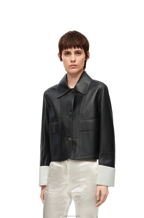 negro chaqueta vuelta de piel de cordero napa Loewe R8J8Z1134 mujer