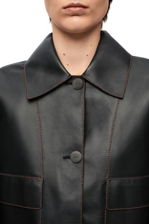 negro chaqueta vuelta de piel de cordero napa Loewe R8J8Z1134 mujer