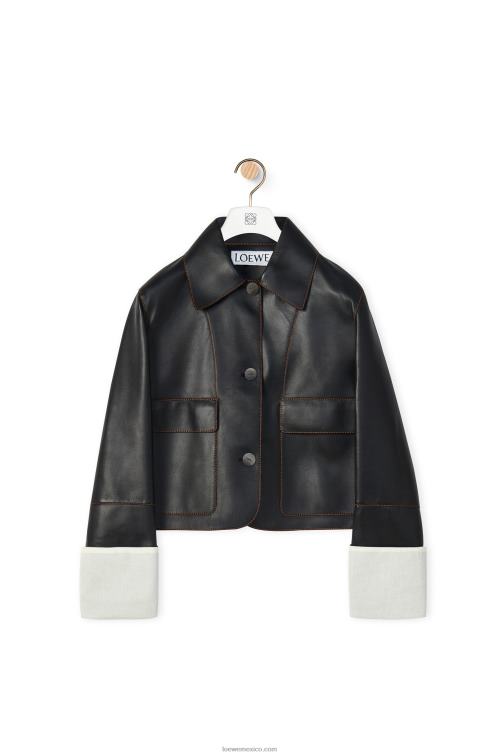 negro chaqueta vuelta de piel de cordero napa Loewe R8J8Z1134 mujer