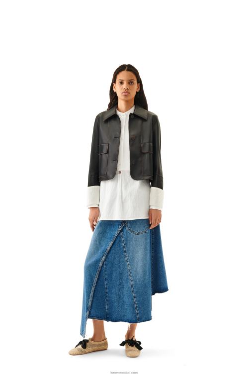 negro chaqueta vuelta de piel de cordero napa Loewe R8J8Z1149 mujer