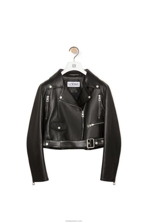 negro/multicolor Cazadora biker anthurium de napa Loewe R8J8Z1110 mujer