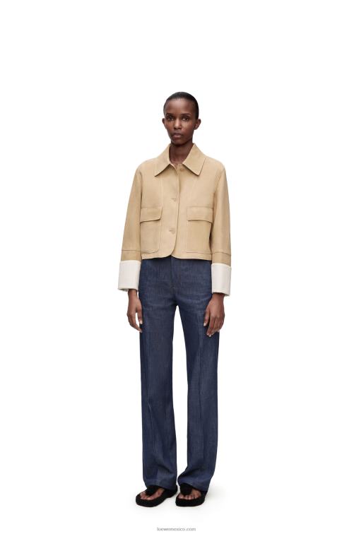 oro chaqueta con vuelta en ante Loewe R8J8Z1135 mujer