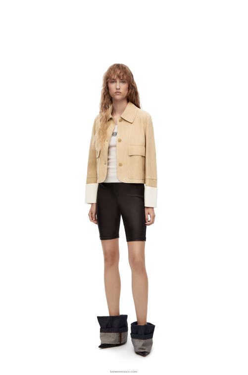 oro chaqueta vuelta de piel de cordero ante Loewe R8J8Z1150 mujer