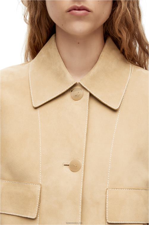 oro chaqueta vuelta de piel de cordero ante Loewe R8J8Z1150 mujer