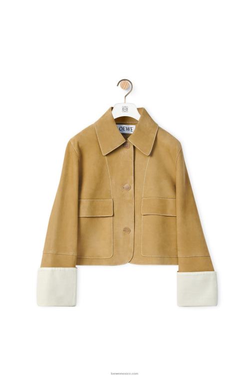 oro chaqueta vuelta de piel de cordero ante Loewe R8J8Z1150 mujer