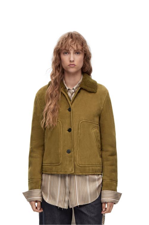 verde caqui chaqueta corta de borrego Loewe R8J8Z1125 mujer
