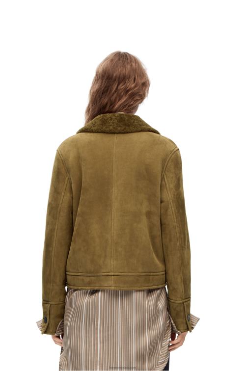 verde caqui chaqueta corta de borrego Loewe R8J8Z1125 mujer