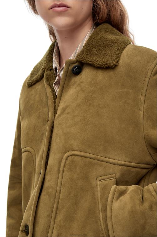 verde caqui chaqueta corta de borrego Loewe R8J8Z1125 mujer