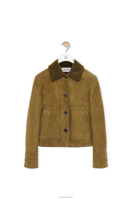 verde caqui chaqueta corta de borrego Loewe R8J8Z1125 mujer