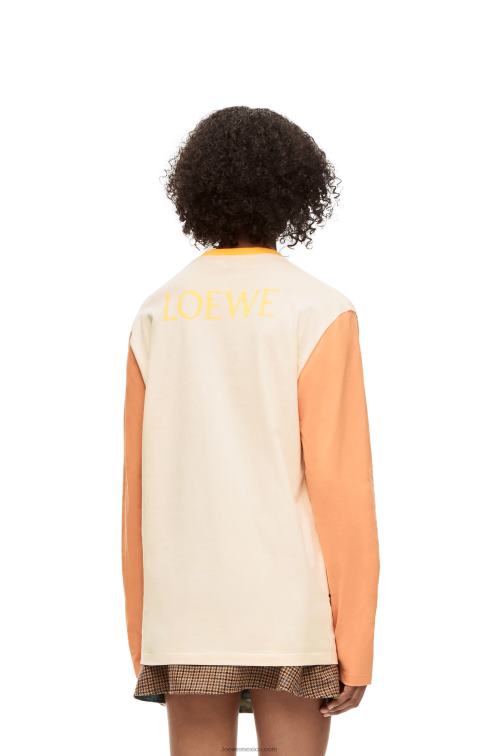 beige hen camiseta de manga larga de algodón Loewe R8J8Z836 mujer