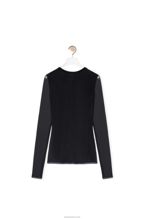 negro/rojo top anthurium en malla semitransparente Loewe R8J8Z882 mujer