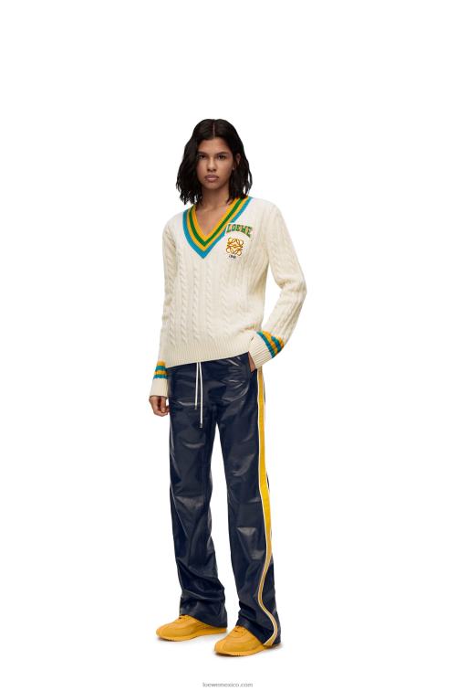 azul marino/amarillo pantalones de chándal en napa Loewe R8J8Z1118 mujer