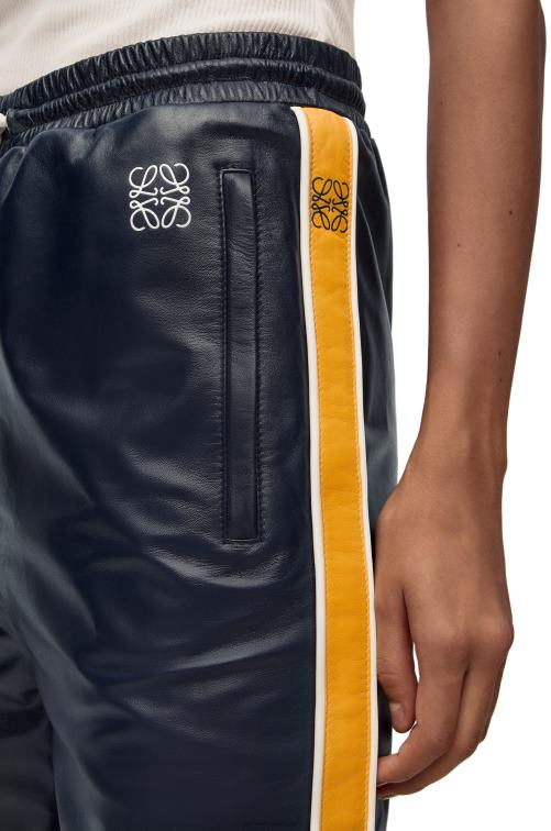 azul marino/amarillo pantalones de chándal en napa Loewe R8J8Z1118 mujer