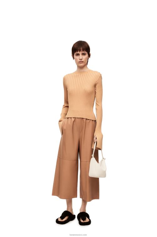 caramelo pantalones tobilleros de napa de cordero Loewe R8J8Z1144 mujer
