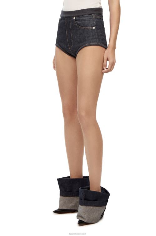 mezclilla cruda calzoncillos elásticos de mezclilla Loewe R8J8Z1185 mujer