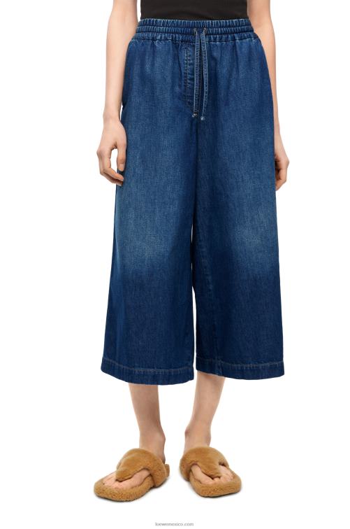 mezclilla lavada pantalones capri de mezclilla Loewe R8J8Z1194 mujer