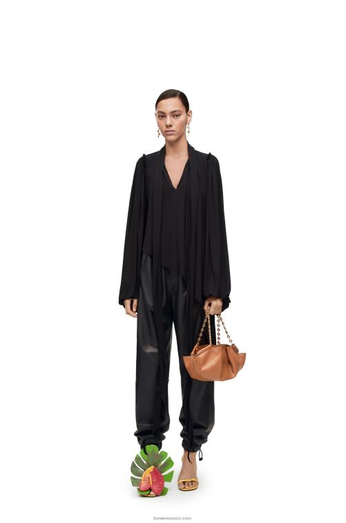 negro pantalones elásticos en napa Loewe R8J8Z1109 mujer