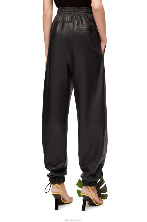 negro pantalones elásticos en napa Loewe R8J8Z1109 mujer