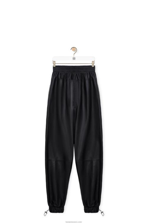 negro pantalones elásticos en napa Loewe R8J8Z1109 mujer