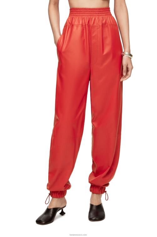 rojo pantalones elásticos en napa Loewe R8J8Z1108 mujer