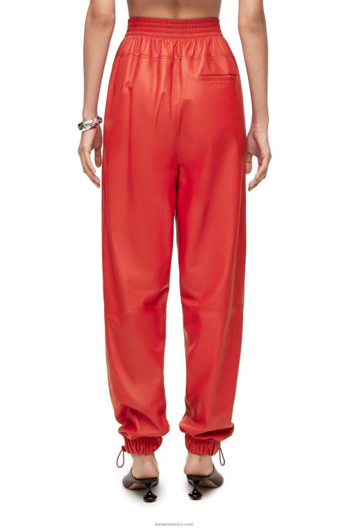 rojo pantalones elásticos en napa Loewe R8J8Z1108 mujer