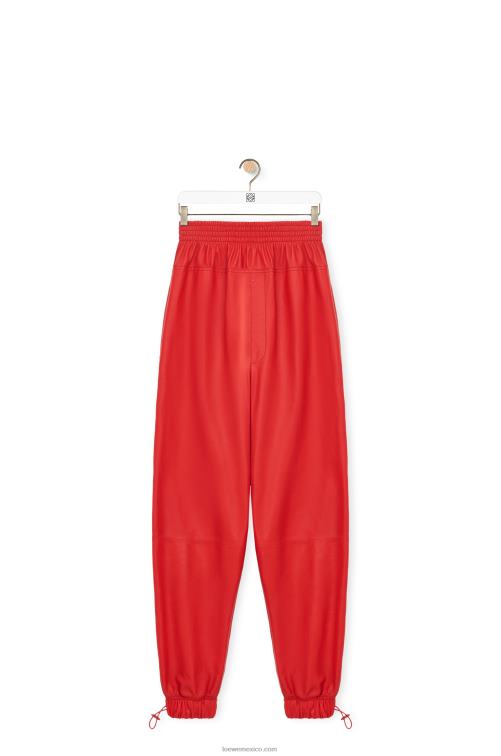 rojo pantalones elásticos en napa Loewe R8J8Z1108 mujer