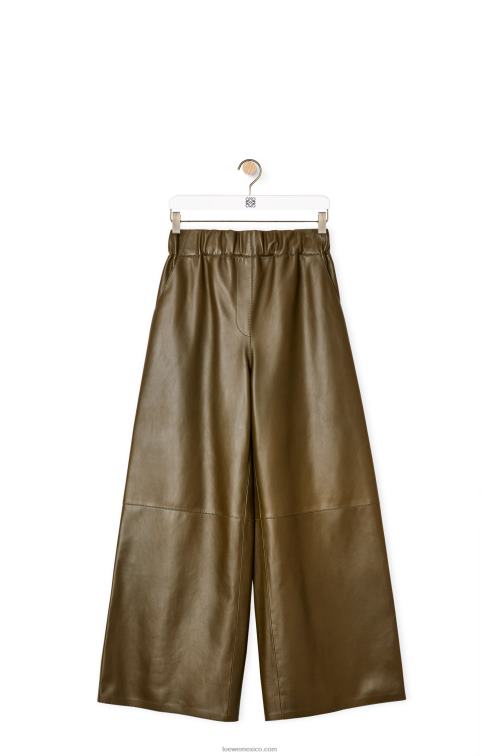 verde caqui pantalones tobilleros de napa de cordero Loewe R8J8Z1152 mujer
