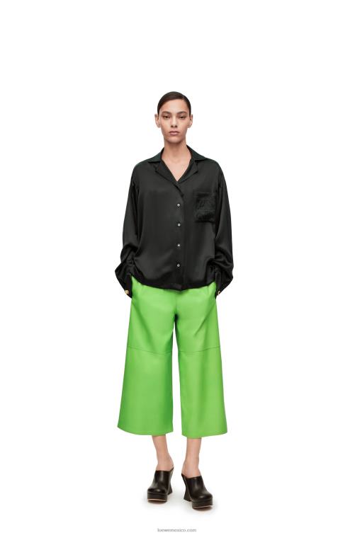 verde flúor pantalones capri de napa Loewe R8J8Z1111 mujer