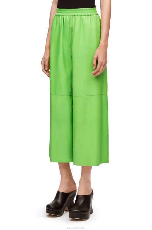 verde flúor pantalones capri de napa Loewe R8J8Z1111 mujer