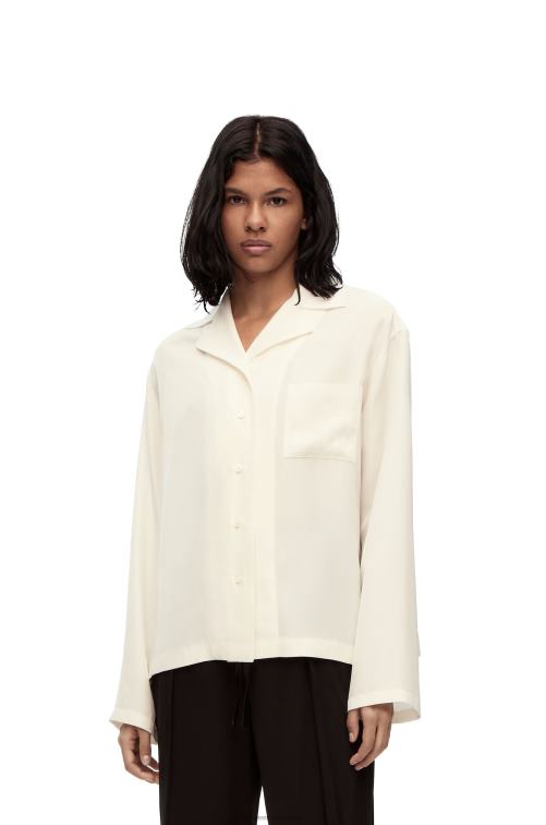 Marfil blusa de pijama con anagrama en seda Loewe R8J8Z910 mujer