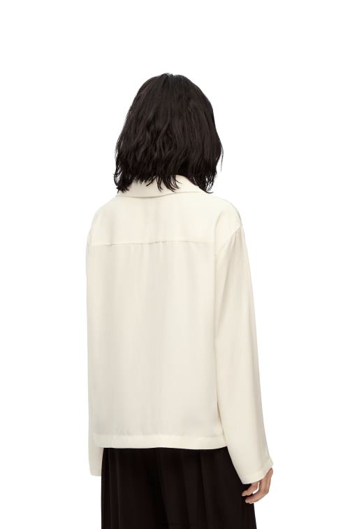 Marfil blusa de pijama con anagrama en seda Loewe R8J8Z910 mujer
