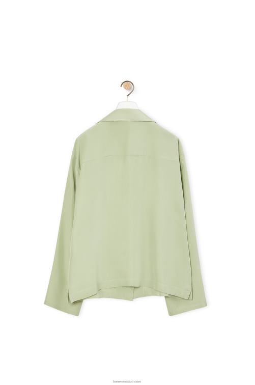 Verde pálido blusa de pijama con anagrama en seda Loewe R8J8Z911 mujer