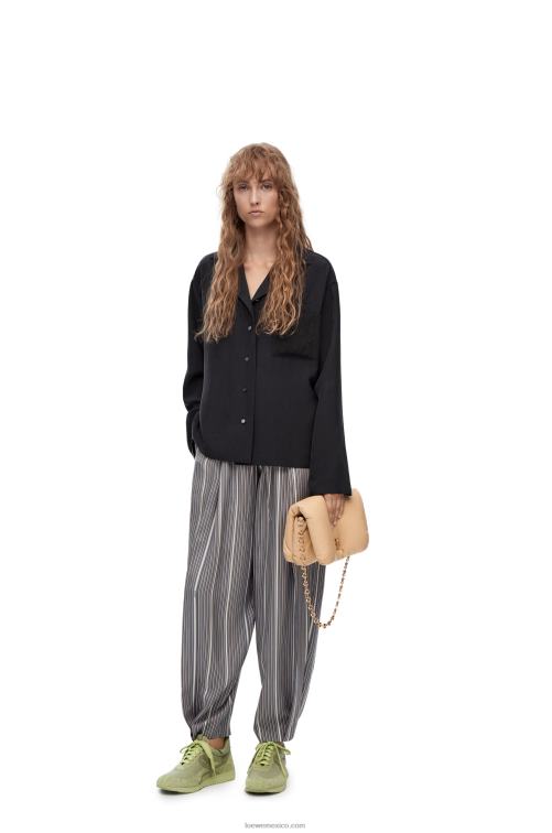 azul profundo blusa de pijama con anagrama en seda Loewe R8J8Z927 mujer