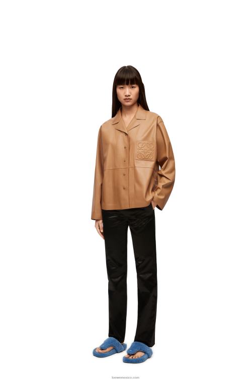 caramelo blusa de pijama de napa de cordero Loewe R8J8Z932 mujer