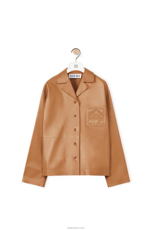 caramelo blusa de pijama de napa de cordero Loewe R8J8Z932 mujer