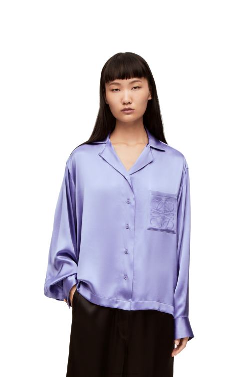 lila blusa de pijama en seda Loewe R8J8Z880 mujer