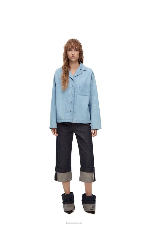 mezclilla ligera blusa de pijama en denim Loewe R8J8Z909 mujer