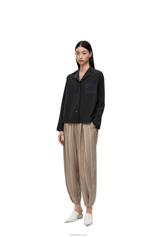 negro blusa de pijama con anagrama en seda Loewe R8J8Z912 mujer