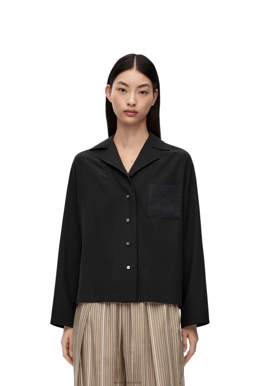 negro blusa de pijama con anagrama en seda Loewe R8J8Z912 mujer