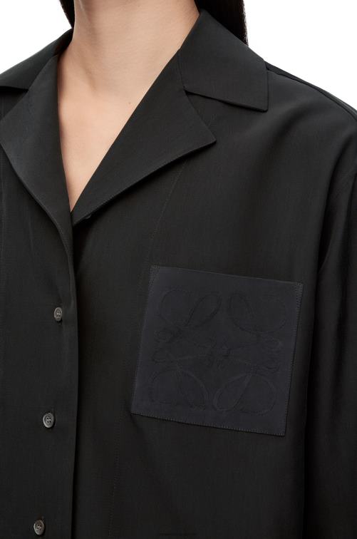 negro blusa de pijama con anagrama en seda Loewe R8J8Z912 mujer