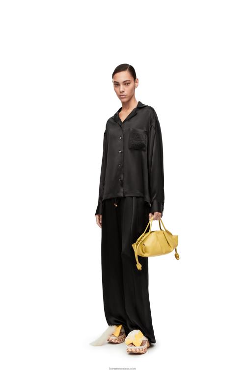 negro blusa de pijama en seda Loewe R8J8Z886 mujer