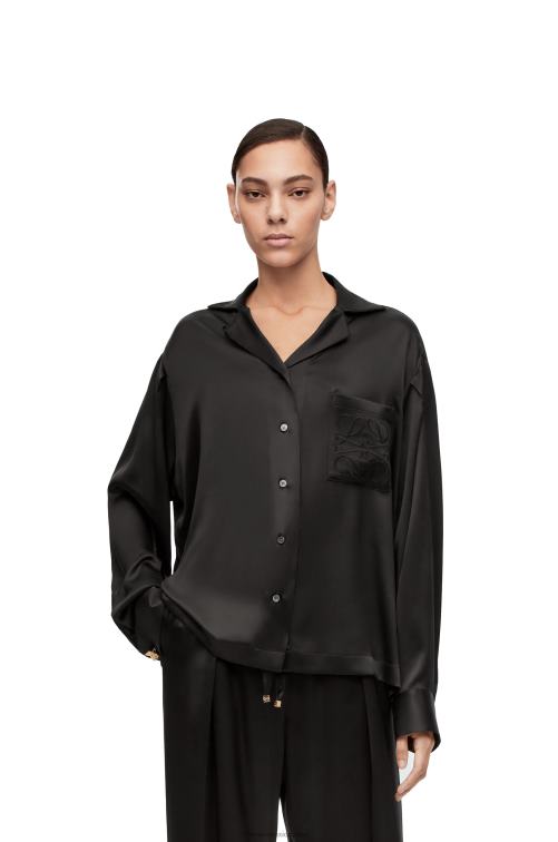 negro blusa de pijama en seda Loewe R8J8Z886 mujer