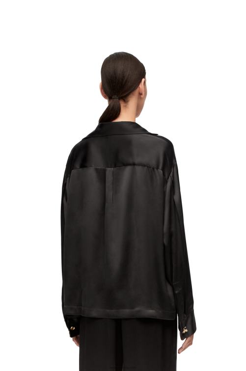 negro blusa de pijama en seda Loewe R8J8Z886 mujer
